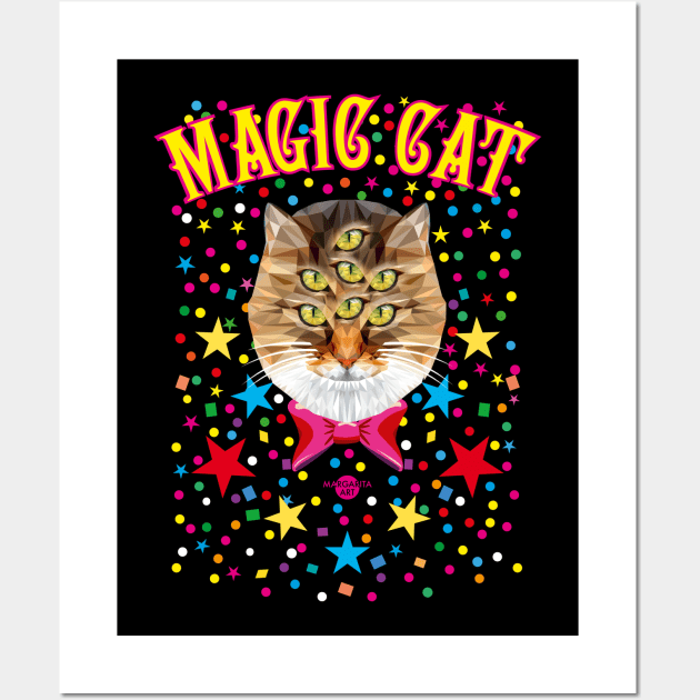 50 Magic Cat seven Eyes Confetti Stars Portrait Wall Art by Margarita7